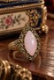 Pink Glass Stone Vintage Adjustable Stylish Copper Women's Ring, Big Stone Ring - 3