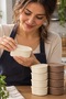 8-Piece Mini Storage Container Set 400 ml with Lid Cream Mocha Nuts Breakfast Container - 2