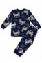 Boy's 100% Cotton Navy Blue Color Suv Cars Patterned Long Sleeve Winter Pajama Set - 2