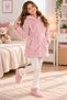 Girl's Plush Hooded Zippered Pink Winter Coat Fleece