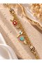 Gold Color Multi-Charm Bracelet – Colorful Stylish Bracelet with Star, Heart, and Flower Details - 2