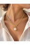 Women's Gold Pearl Chain Necklace with Ring Transitioning to Stylish Gold Color Necklace - 9