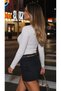 Women's Long Sleeve Round Neck Camisole Blouse with Stone Detail and Drop Detail - 4