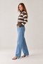 Women's Brown Stand Collar Striped Zippered Cardigan - 4