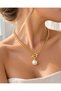 Women's Gold Pearl Chain Necklace with Ring Transitioning to Stylish Gold Color Necklace - 6
