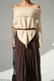 Women's Vanilla Madonna Collar Asymmetrical Cut Knitwear Sweater - 8