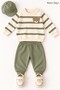 Baby Boy Set with Teddy Bear Detail, Striped 2-Piece Top and Bottom Set, Seasonal - 4