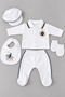 Baby Boy Polo Collar Embroidery Detailed Premium 5 Piece Hospital Release Set 100% Cotton - 2