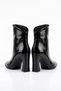 Nordas Cut-Shaped Pointed Toe Mid-Stitched Women's Heeled Boots Black Wrinkled - 7