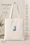 Canvas Tote Shoulder Bag Women's Daily Bag Suitable for A4 Size Handmade Natural Fabric Large Tote Bag Name Printed, Letter Printed Bag