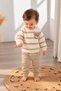 Baby Boy Set with Teddy Bear Detail, Striped 2-Piece Top and Bottom Set, Seasonal - 2