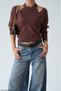 Women's Brown Double Collar Detailed Knitwear Sweater