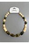 Olive Green Cream Beaded Gold Detailed Necklace – Vintage Retro Autumn/Winter Necklace - 3