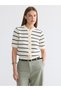 Nevavm Farkıyla Lcw Everyday Ecru Knitwear Striped Women's Cardigan