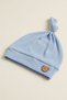 Unisex Baby 100% Cotton Interlock Peak Knotted Teddy Bear Embroidered Newborn Beanie Hat 0-6 Months - 2