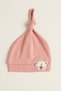 Unisex Baby 100% Cotton Interlock Peak Knot Towel Embroidered Teddy Bear Beanie Hat 0-6 Months