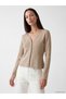 Alita City Lcw Everyday Brown Knitwear Plain Short Women's Cardigan with a Difference