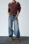 Women's Brown Double Collar Detailed Knitwear Sweater - 5