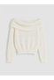 Nevavm Xside White Knitwear Plain Boat Neck Women's Sweater with a Difference - 5
