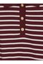 Alita City Farkıyla Lcw Everyday Burgundy Knitwear Striped Polo Neck Women's Sweater - 6