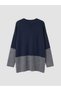 Ozmarka New Season Navy Blue Crew Neck Patterned Women's Knitwear Sweater - 5
