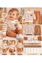 Baby Boy Striped Embossed Teddy Bear Embroidered Cotton Seasonal 2-Piece Top and Bottom Set - 8