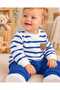 Baby Boy Striped Embossed Teddy Bear Embroidered Cotton Seasonal 2-Piece Top and Bottom Set - 7
