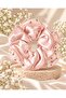 Powder pink 4-tier floral ruffle scrunchie hair tie - 3