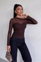 Women's One-Shoulder Low-Cut Long Sleeve Tulle Detailed Sandy Blouse - 7