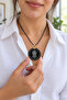 Black Agate Stone Natural Stone Pendant with Hakkani Seal and Na'L-I Şerif Prayer, Double Sided, Unisex, Handmade, 40 mm - 4