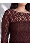 Two Mt Shop Quality Lcw Curve Mulberry Lace Patterned Oval Neck Long Sleeve Women's Blouse - 2