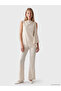 Alita City Lcw Vision Ecru Raschel Plain Boat Neck Sleeveless Women's Blouse with a Difference - 2