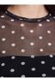 Alita City Farkıyla Xside Black Tulle Polka Dot Oval Neck Long Sleeve Women's Blouse - 3