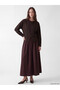 Alita City Lcw Modest Brown Plain Oval Neck Long Sleeve Women's Blouse with a Difference - 2