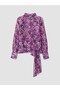 Alita City with a Difference in Color, Lcw Vision Purple Floral High Neck Long Sleeve Women's Blouse - 5