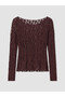 Two Mt Shop Quality Lcw Curve Mulberry Lace Patterned Oval Neck Long Sleeve Women's Blouse - 3