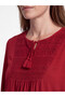 Two Mt Shop Quality Lcw Grace Red Combed Cotton Embroidered Tie Collar Long Sleeve Women's Blouse - 3