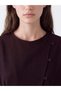 Two Mt Shop Quality Lcw Modest Plum Plain Oval Neck Long Sleeve Women's Blouse - 3