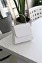 Women's White Leather Metal Handle Evening Dress Shoulder Bag - 2
