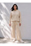 Two Mt Shop Quality Lcw Petite Beige Interlock Plain Loose & Baggy Women's Sweatpants