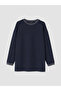 Two Mt Shop Quality Lcw Everyday Navy Blue Soft Touch Oversize Women's Sweatshirt Tunic - 5