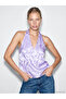 Alita City with a Difference in Color, Lcw Vision Purple Jacquard Patterned Halter Neck Sleeveless Women's Blouse