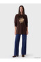 Two Mt Shop Quality Lcw Everyday Brown Diving Fabric Printed Oversize Women's Sweatshirt Tunic - 2