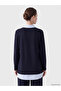 Two Mt Shop Quality Lcw Everyday Navy Blue Diving Fabric Oversized Women's Sweatshirt Tunic with Stones - 4