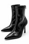 Klara Women's Black Shiny Pointed Toe Thin Stiletto Heeled Short Boots with Back Zipper 8 cm Heel - 5