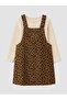 Leopard Patterned Baby Girl Velvet Salopet Set (W6) - 2