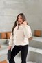 Women's Cream Shiny Stand Collar Inflatable Coat with Zipper Pockets - 3