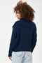 Navy Blue Wide Fit Turn-Down Collar Zippered Knitwear Cardigan - 3