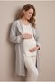 Women's Patterned Lace Long Sleeve Maternity Pajama Set with Nursing Detail and Dressing Gown - 3