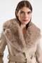 Jacket with Detachable Fur Collar and Sleeves, Long Coat Stone 3088 - 5